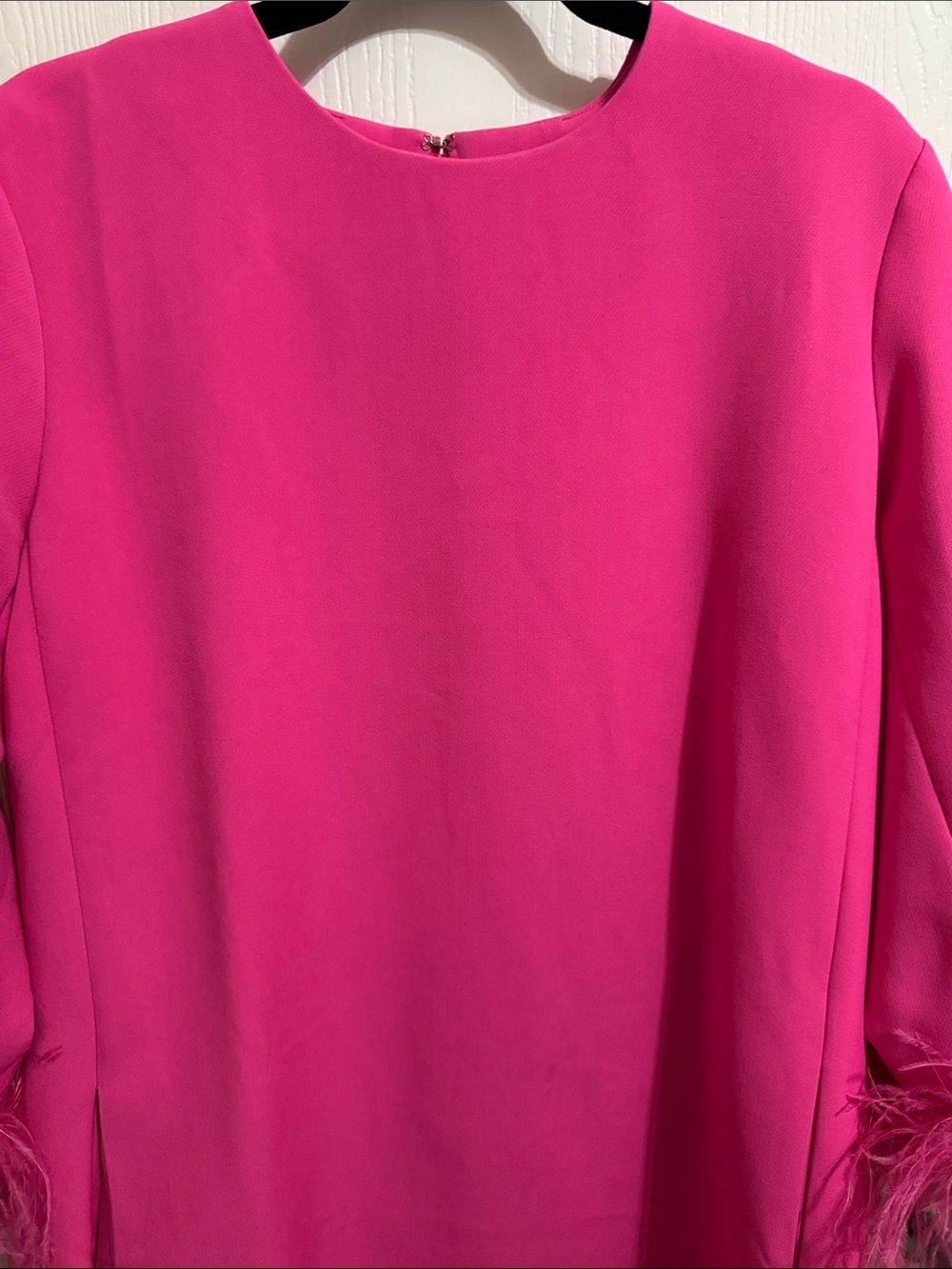 Tuckernuck Hot Pink Feather Sleeve Cocktail Shift Party Dress Mod Ellie XL Retro - Picture 2 of 12